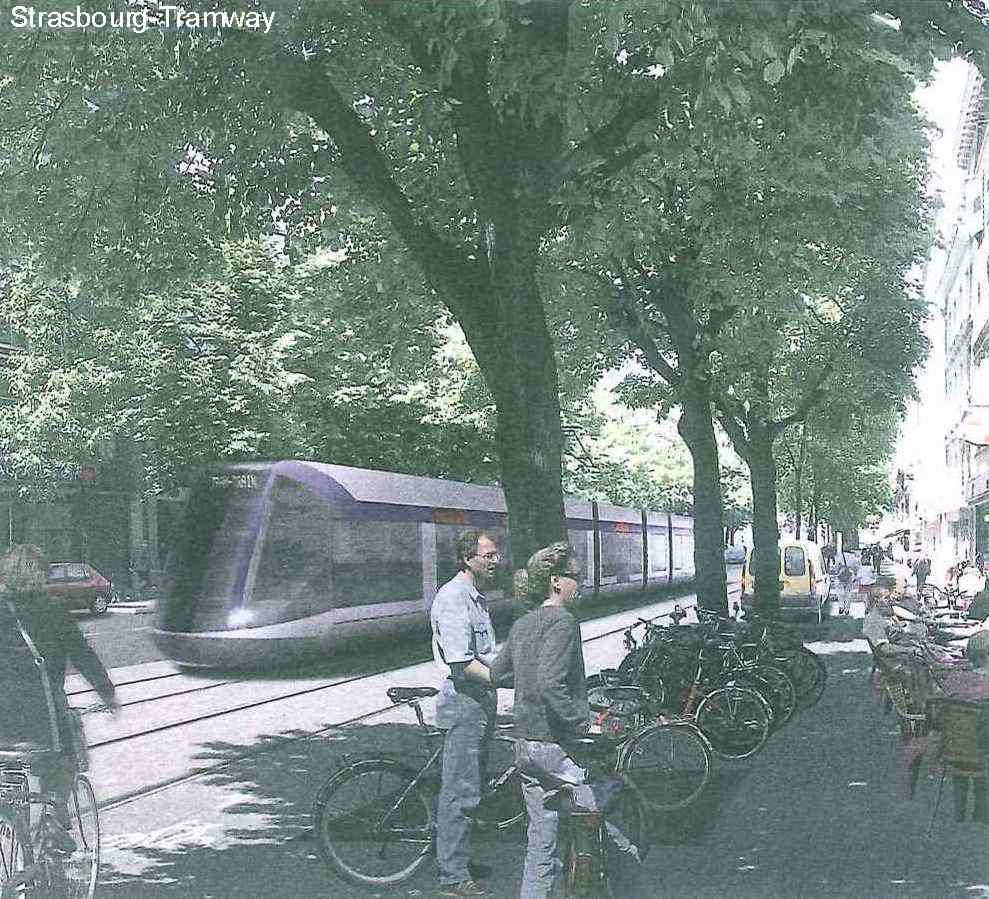 Nouvel am�nagement de la Rue du Faubourg de Saverne c�t� Pont de Saverne.